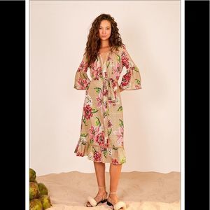 Farm Rio Woven Floral Midi Dress